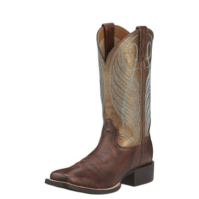 Ariat Western: Round Up Wide Square Toe Botas Western Mujer - Marrones Oscuro (BTXIU8903)